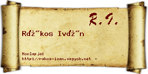 Rákos Iván névjegykártya